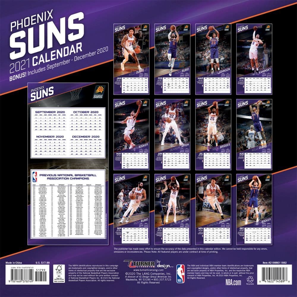 Phoenix Suns Team Wall Calendar