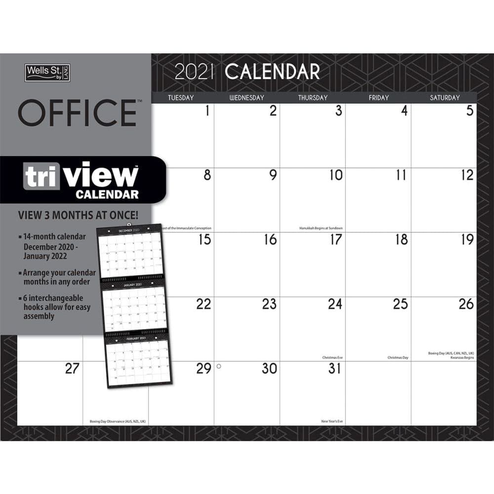 Office Tri-View Wall Calendar
