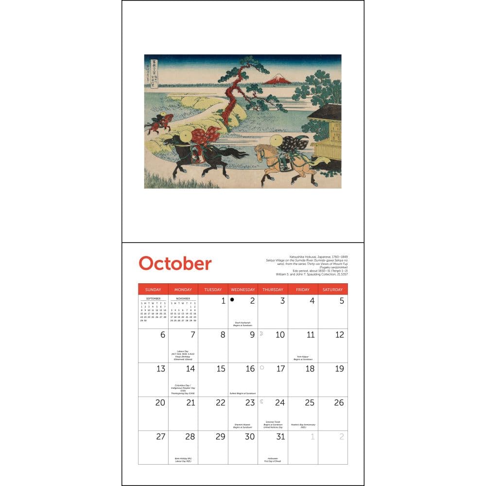 Japanese Woodblocks MFA 2024 Mini Wall Calendar