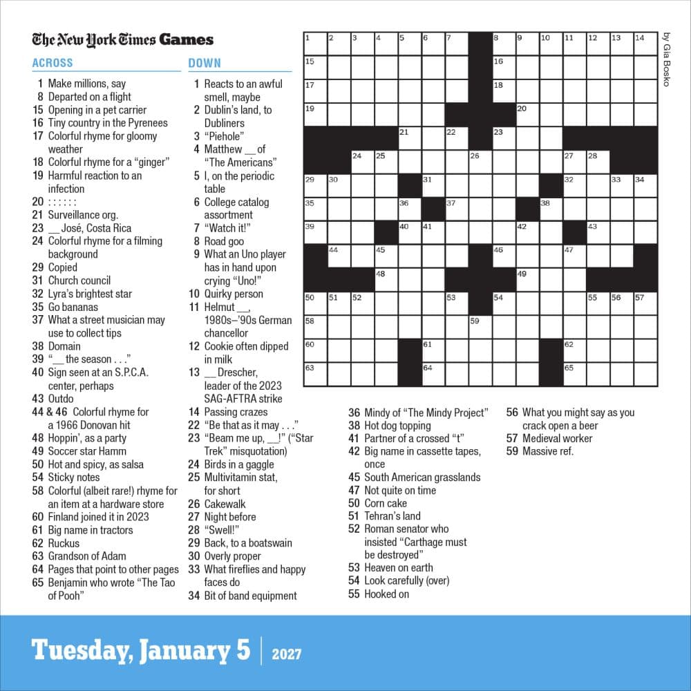 New York Times Crossword 2027 Page-A-Day Desk Calendar Third Alternate Image