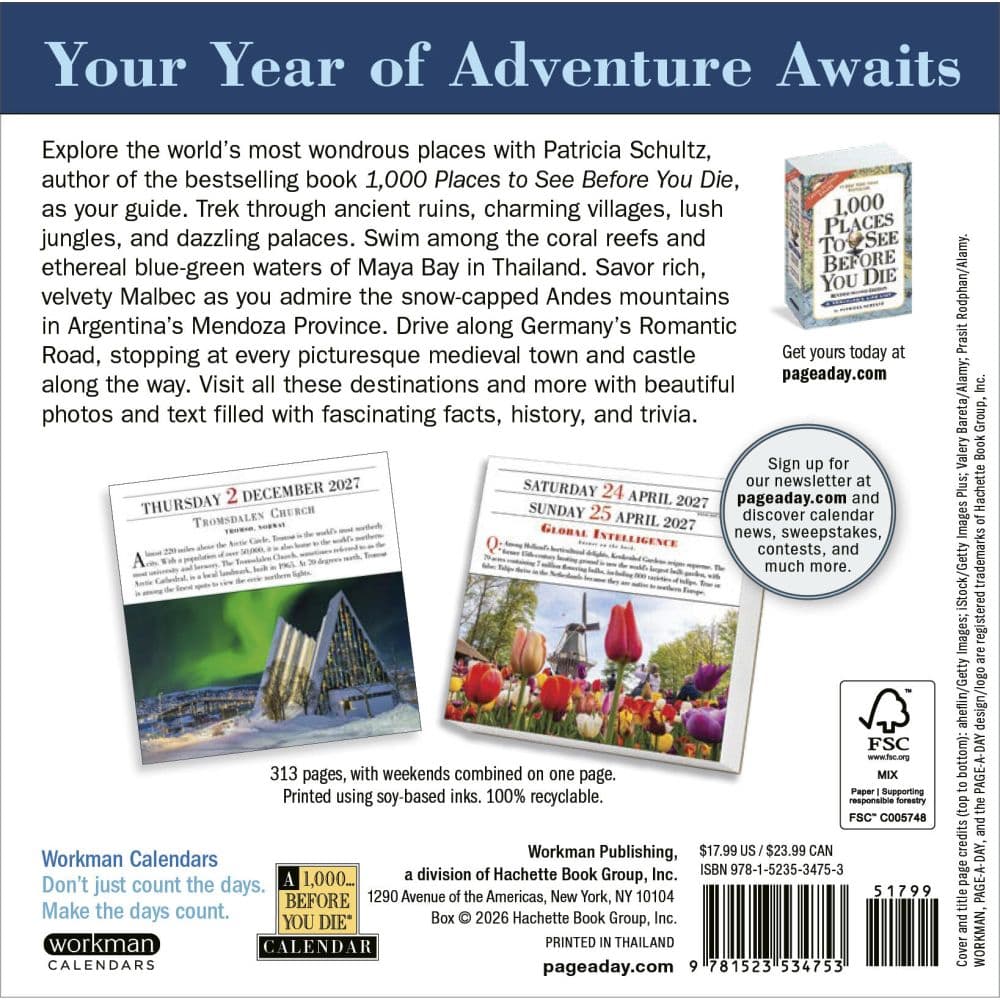1000 Places to See Before You Die 2027 Page-A-Day Desk Calendar First Alternate Image