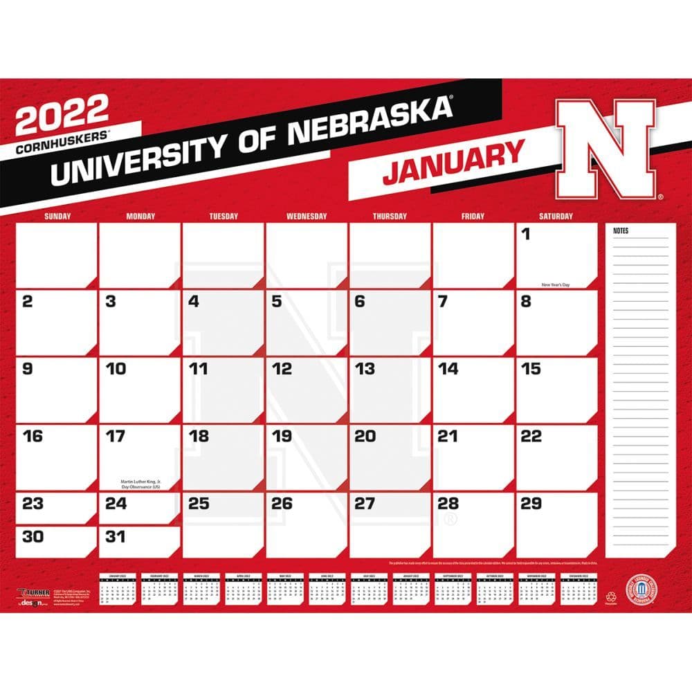 Nebraska Cornhuskers 2022 Desk Pad Calendar