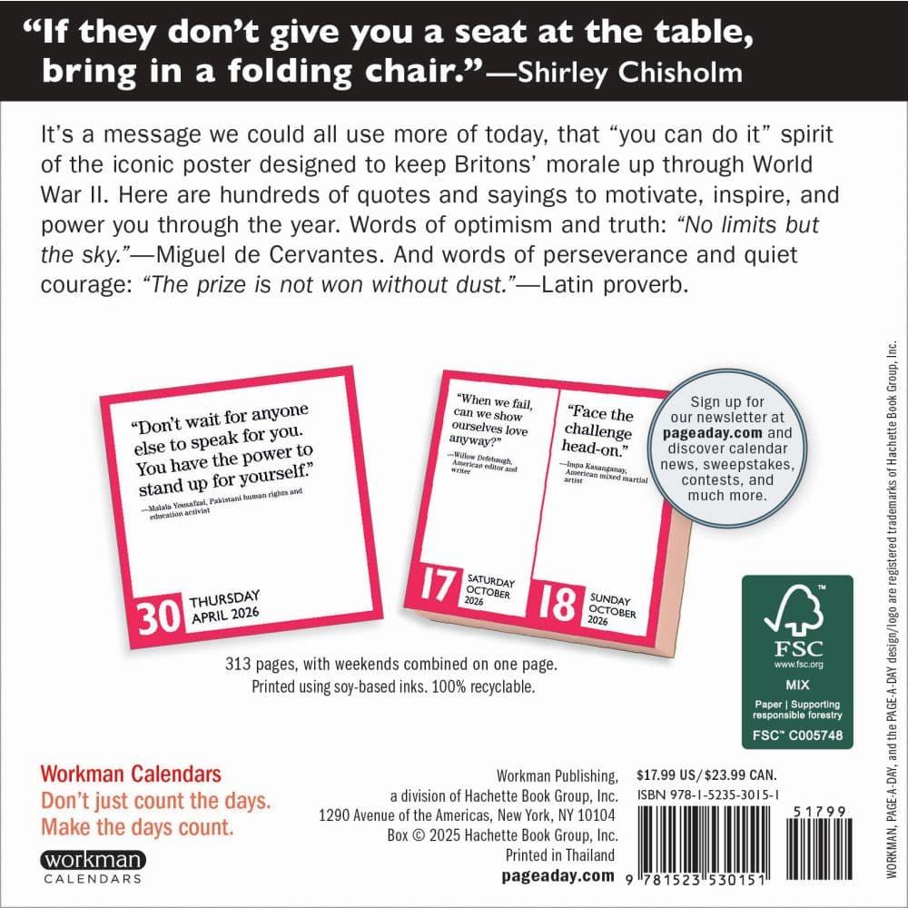 Keep Calm and Carry On Quotes 2026 Desk Calendar First Alternate Image