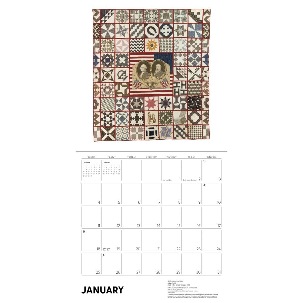 Antique Quilts 2026 Wall Calendar, 12'' X 12'', 12-Month Calendar with Stapled Binding