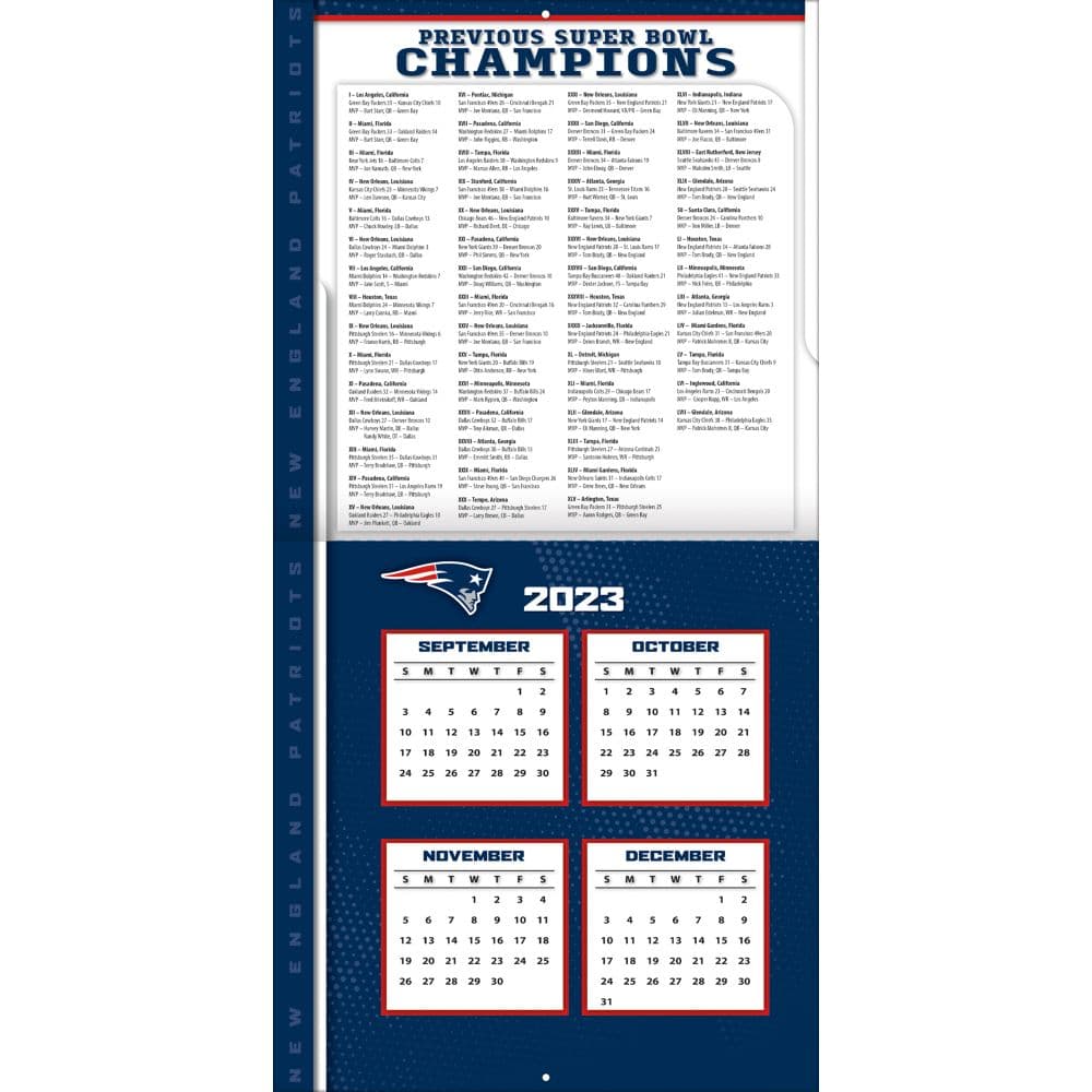 NFL New England Patriots 2024 Wall Calendar Third Alternate Image width=&quot;1000&quot; height=&quot;1000&quot;