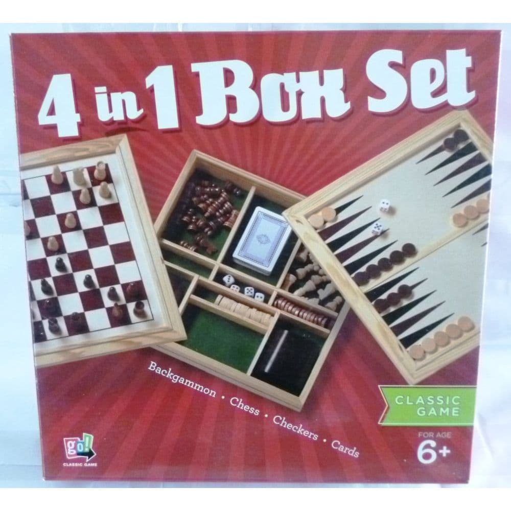image 4 in 1 Game Set in Wooden Box Main Image