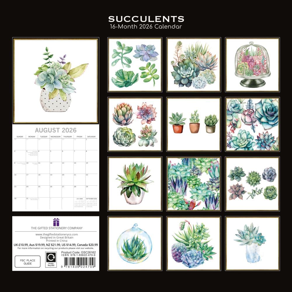 Succulents 2026 Wall Calendar First Alternate Image