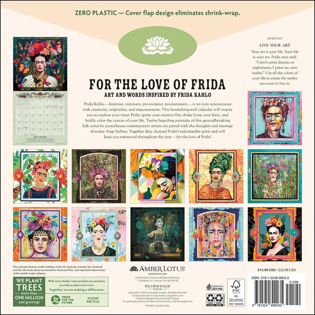 For the Love of Frida 2026 Wall Calendar Back Cover