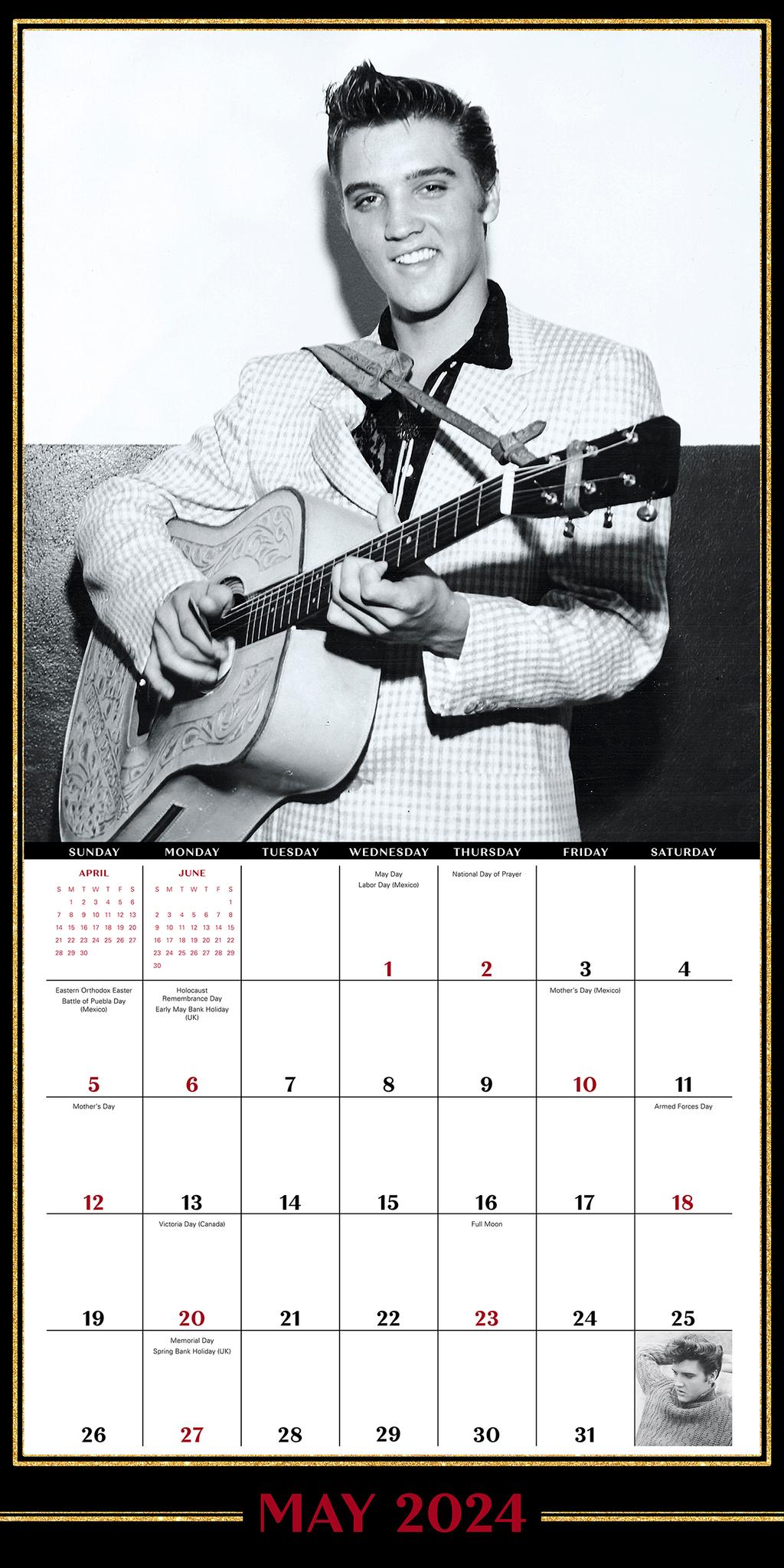 Elvis Presley 2024 Wall Calendar with Poster Alt5
