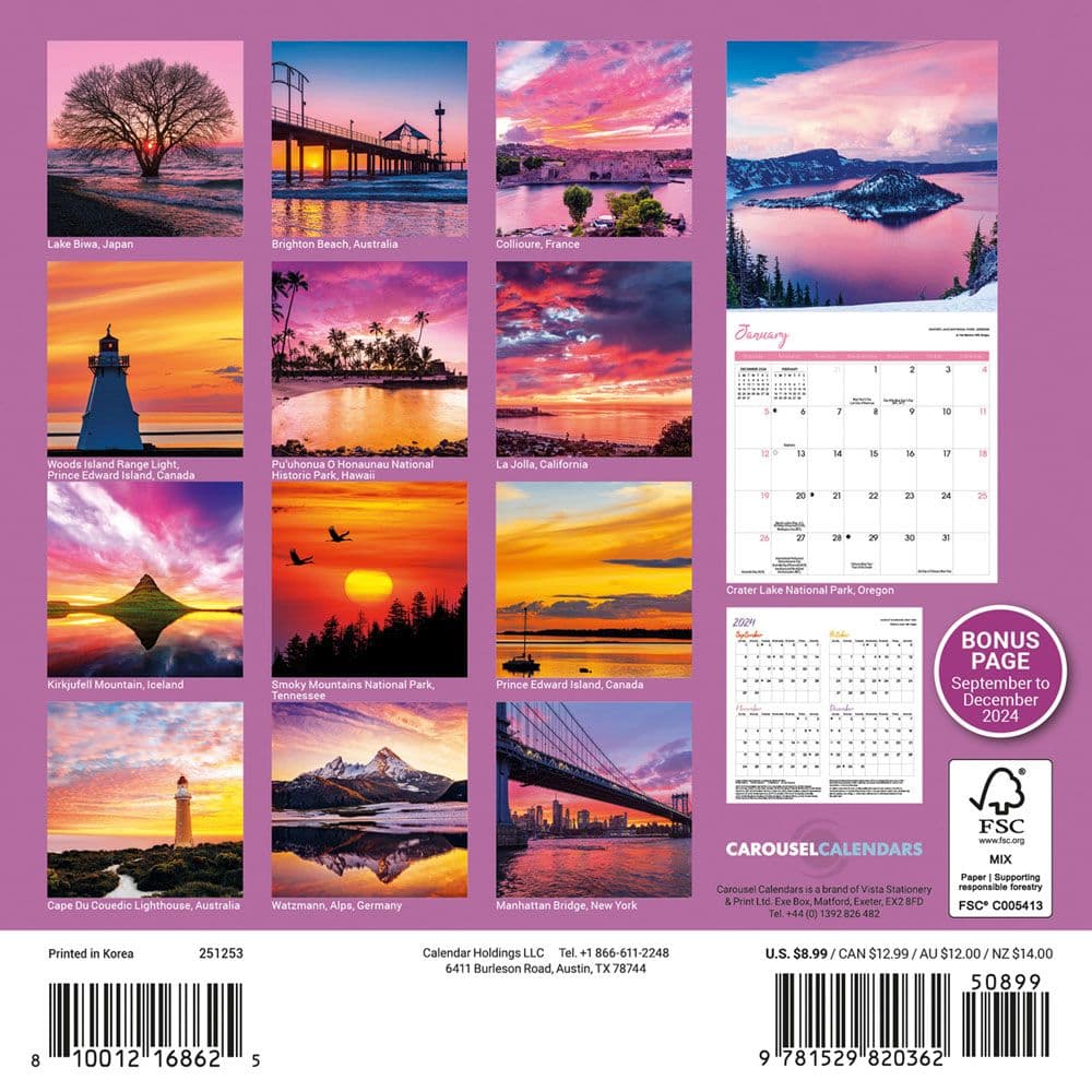 Sunsets 2025 Mini Wall Calendar