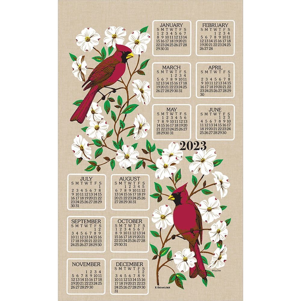 Dogwood And Cardinal 2023 Kitchen Towel Calendar