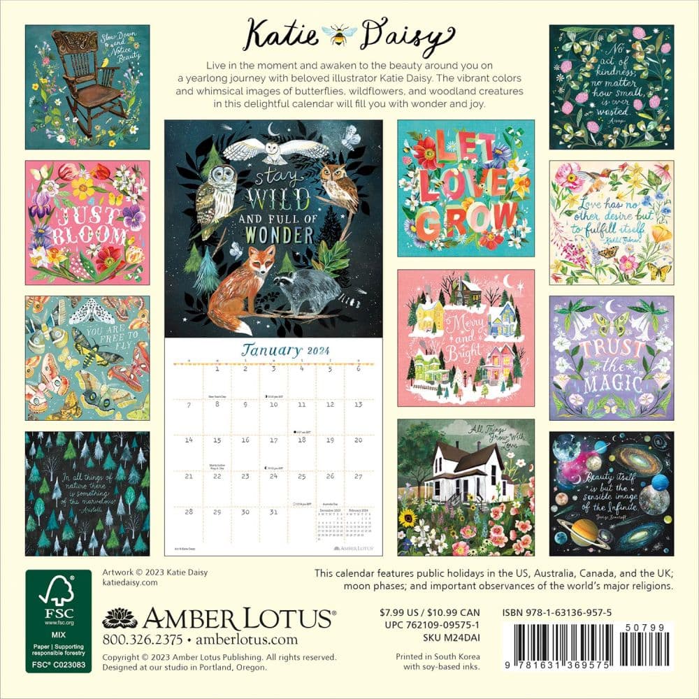 Katie Daisy 2024 Mini Wall Calendar