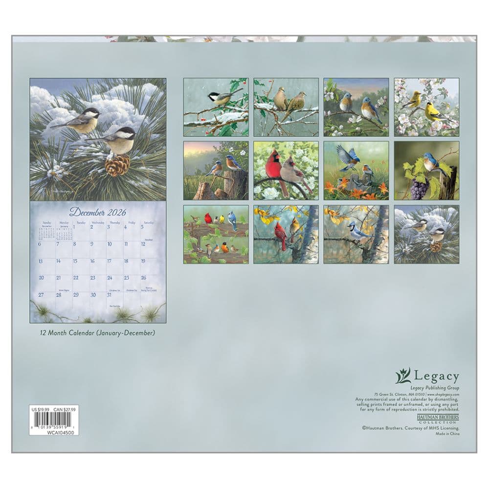 Songbirds by Hautman Brothers 2026 Wall Calendar First Alternate image