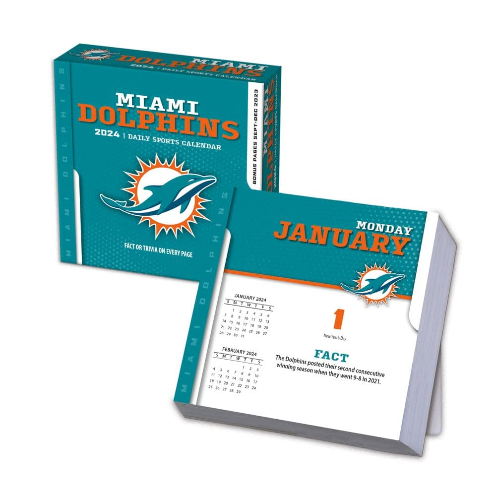 NFL Miami Dolphins 5.375' x 5.375' x 1.5' 2024 Box Calendar