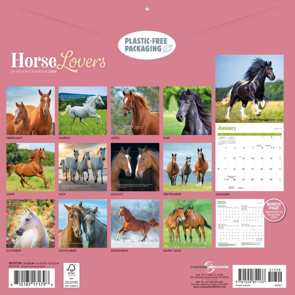 Horse Lovers Special Value 2026 Wall Calendar First Alternate Image