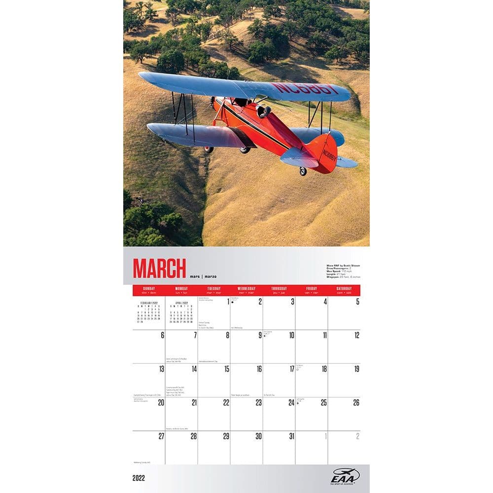 Eaa 2022 Schedule Airplanes World Of Flight Eaa 2022 Wall Calendar - Calendars.com