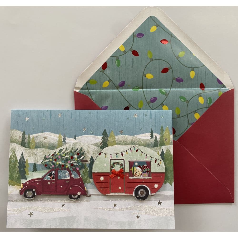 image Camper with Dog and Cat Christmas Card Main Image