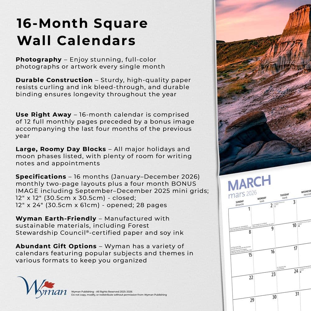 Canadian National Parks 2026 Wall Calendar Fifth Alternate Image