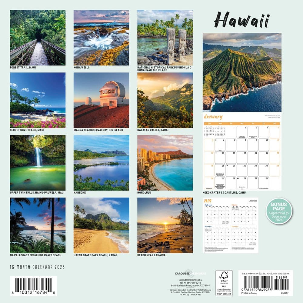 Hawaii 2025 Wall Calendar First Alternate Image width="1000" height="1000"