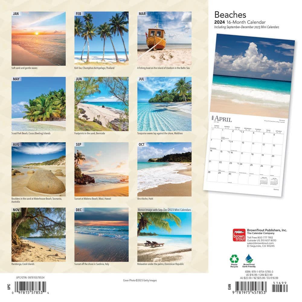 Beaches 2024 Wall Calendar