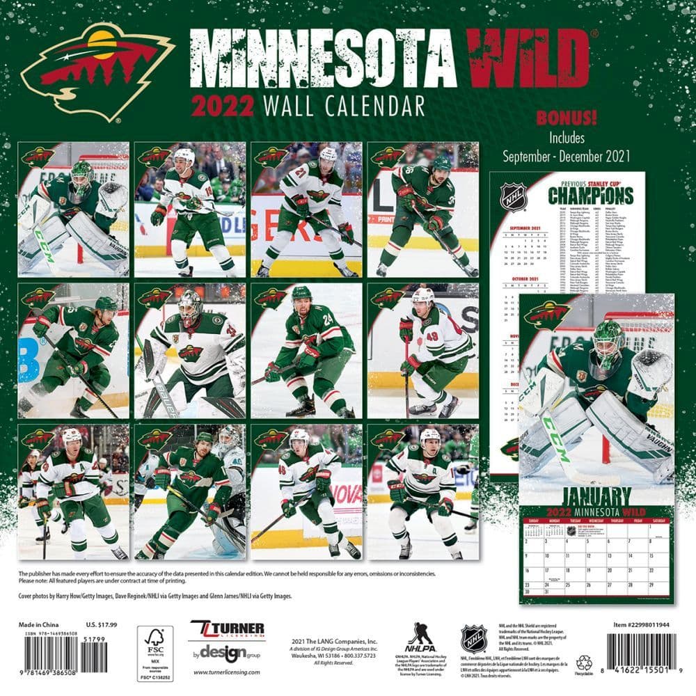 Mn Wild 2022 Schedule Nhl Minnesota Wild 2022 Wall Calendar - Calendars.com