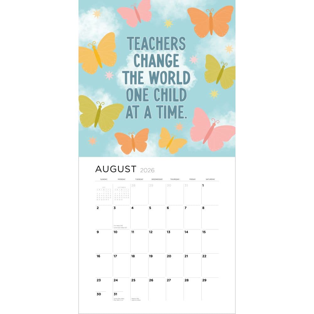 Teaching is a Work of Heart 2026 Wall Calendar Fourth Alternate Image