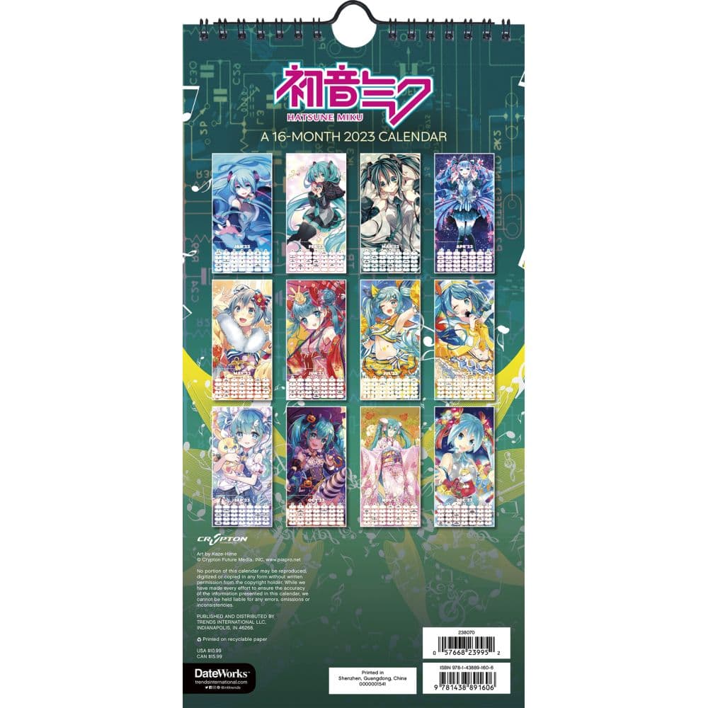 Hatsune Miku 2023 Mini Wall Calendar - Calendars.com