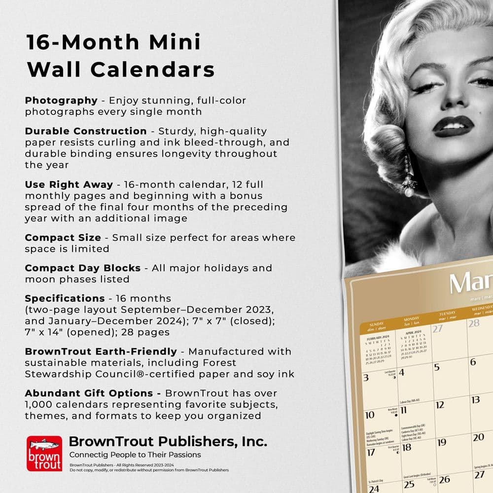 Marilyn Monroe 2024 Mini Wall Calendar