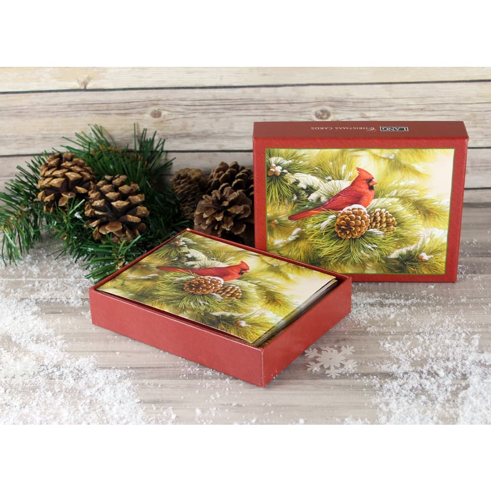 December Sawn Cardinal Boxed Christmas Cards (18 pack) w/ Decorative Box by Rosemary Millette Alternate Image 3