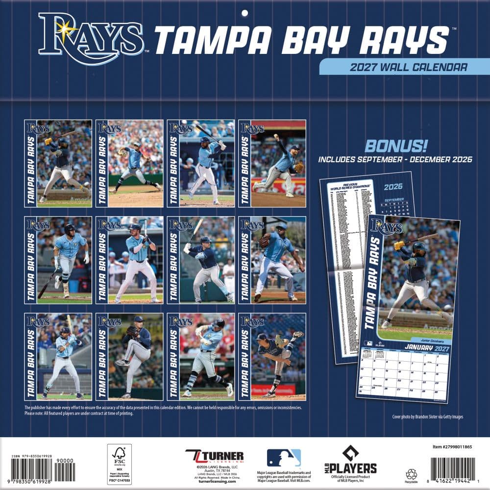 MLB Tampa Bay Rays 2027 Wall Calendar First Alternate Image