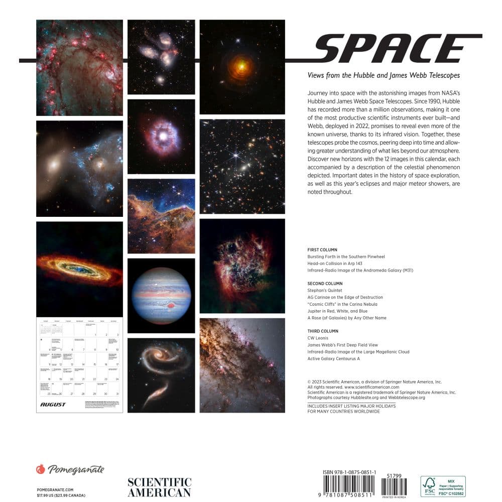 Space Hubble Telescope Special Edition 2024 Wall Calendar