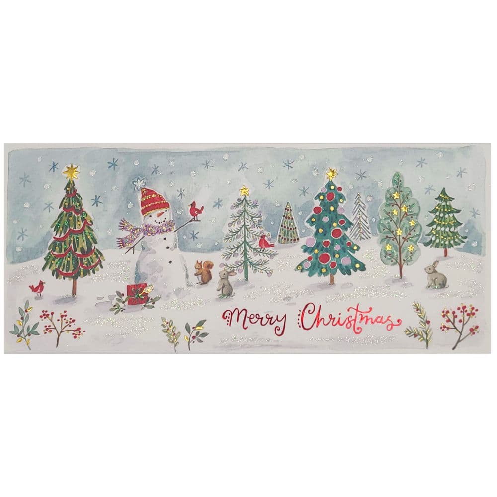 Watercolor Snowman Scene Christmas Card Alt1