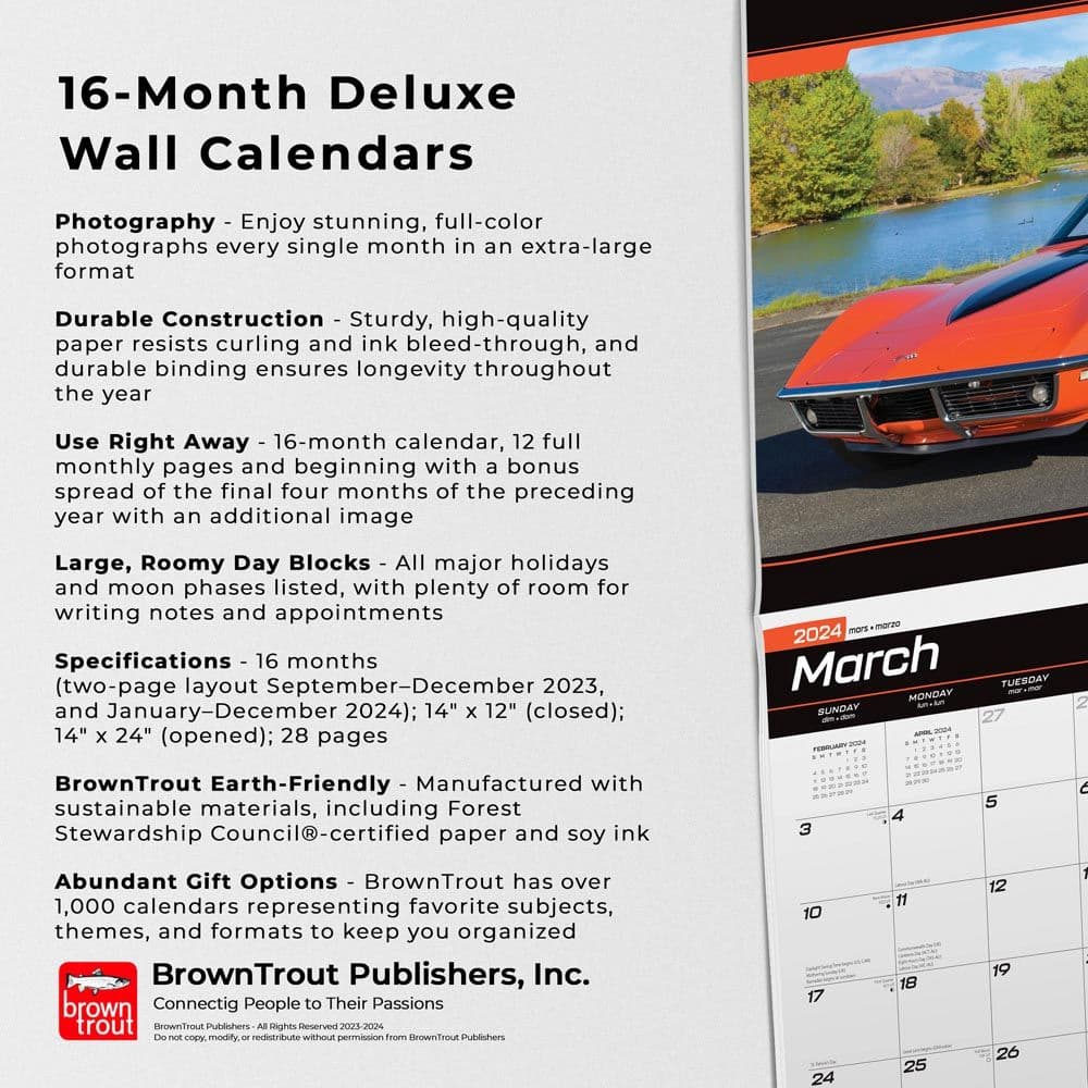 Corvette Deluxe 2025 Wall Calendar