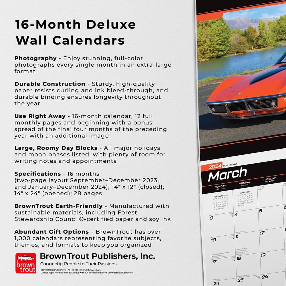 Corvette Deluxe 2024 Wall Calendar