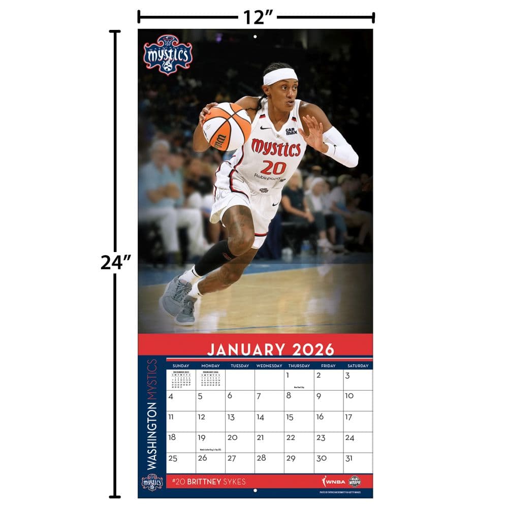 WNBA Washington Mystics 2026 Wall Calendar Fourth Alternate Image