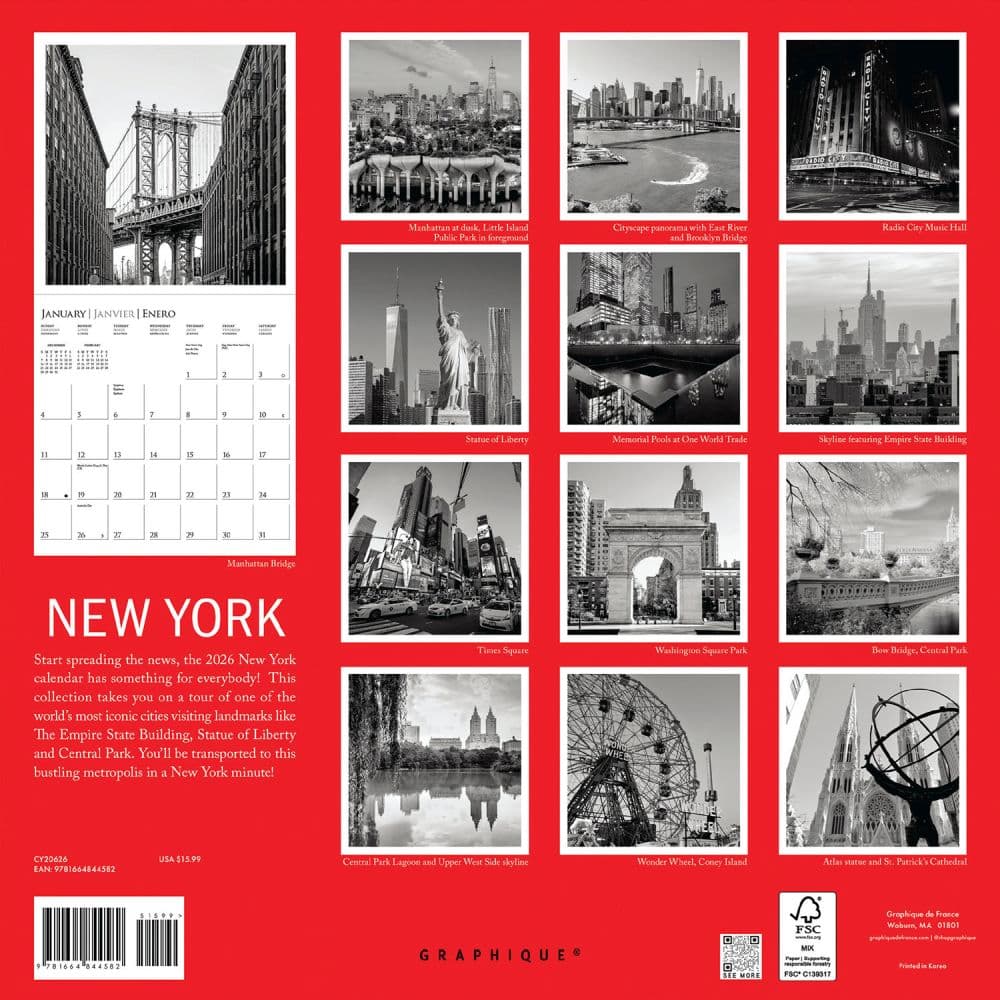 New York 2026 Wall Calendar First Alternate Image