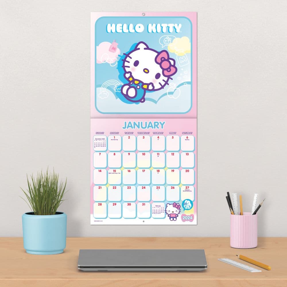 Hello Kitty Exclusive with Decal 2024 Wall Calendar Fourth Alternate Image width=&quot;1000&quot; height=&quot;1000&quot;