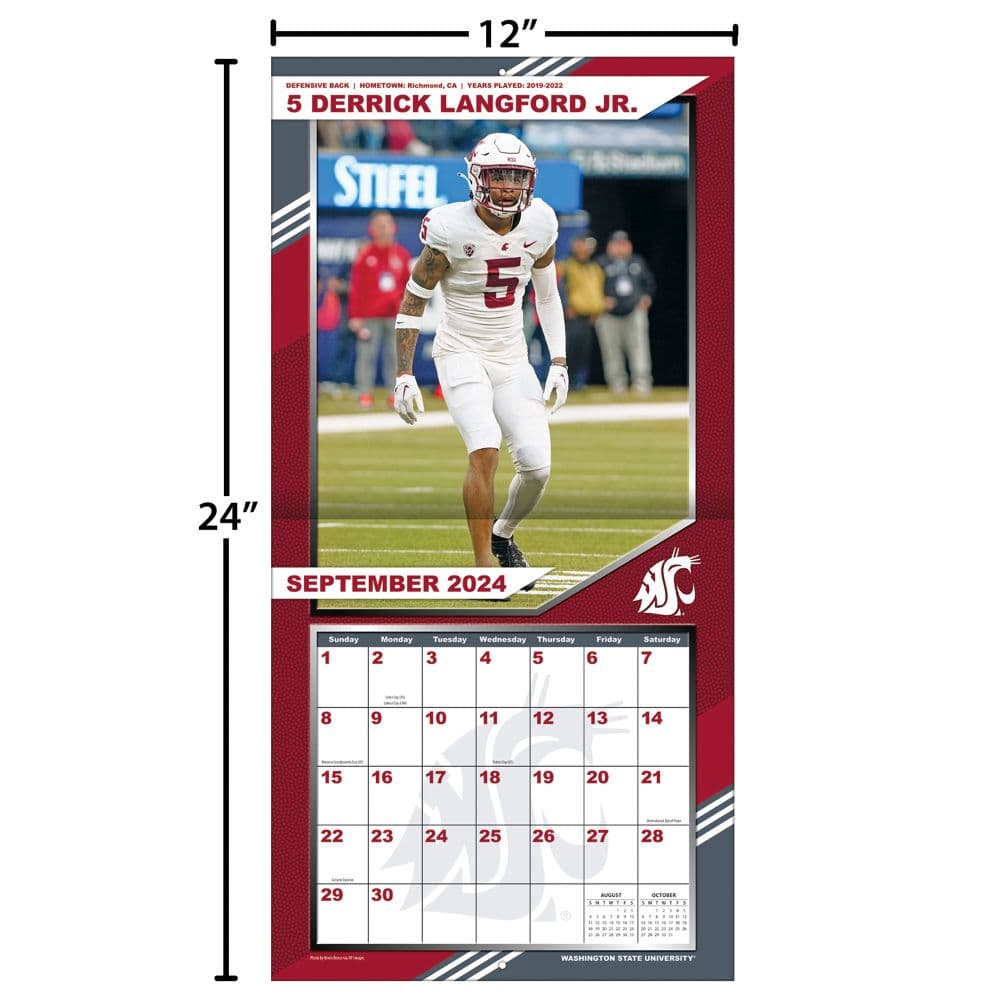 COL Washington State Cougars 2025 Wall Calendar Fourth Alternate