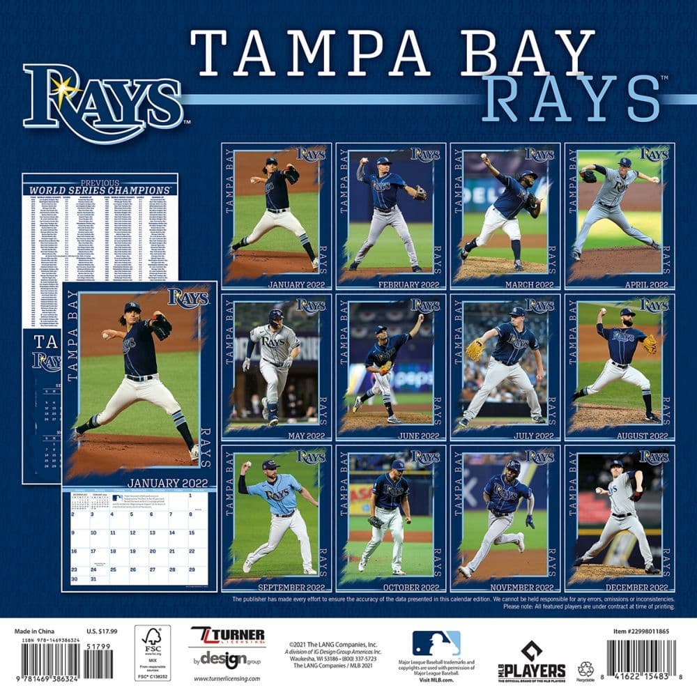 Mlb Tampa Bay Rays 2022 Wall Calendar - Calendars.com