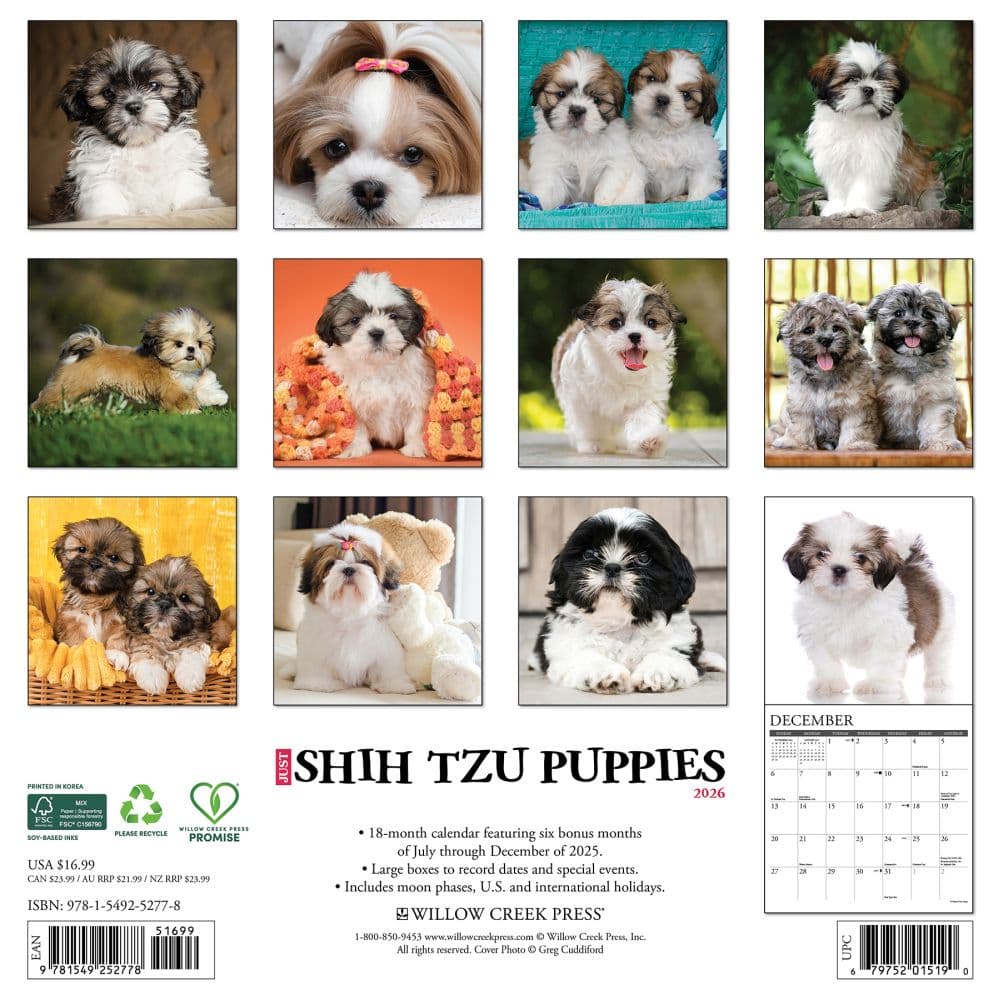 Just Shih Tzu Puppies 2026 Wall Calendar First Alternate Image