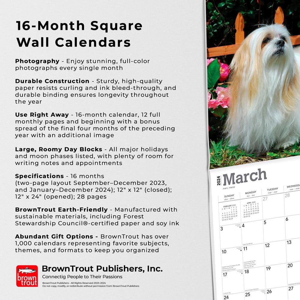 Lhasa Apsos 2024 Wall Calendar