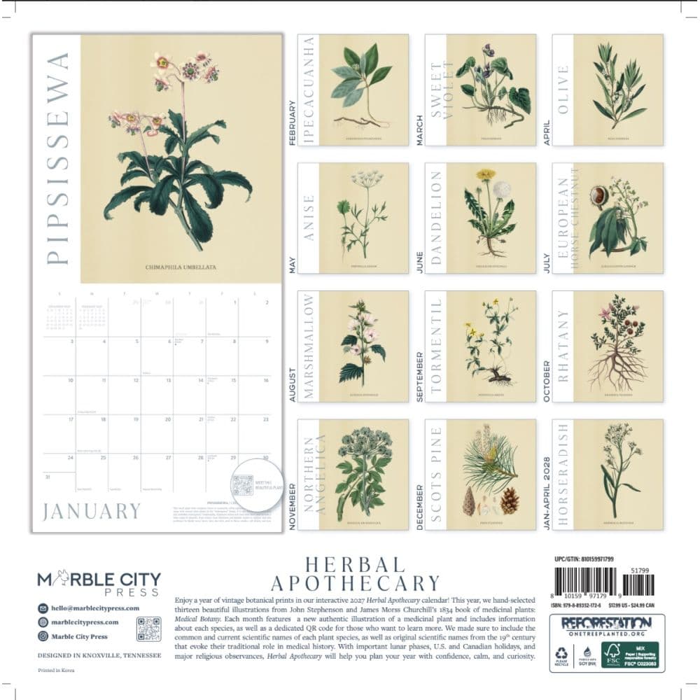 Herbal Apothecary 2027 Wall Calendar First Alternate Image