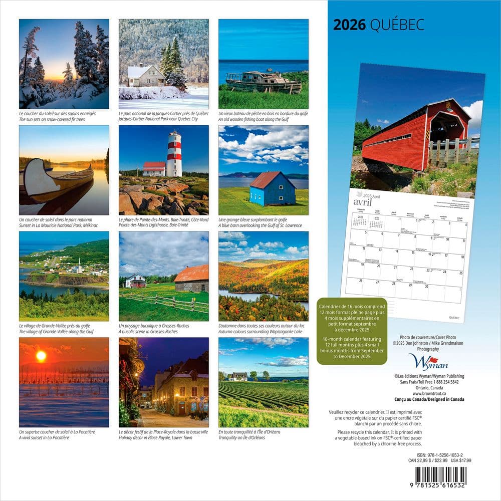 Quebec 2026 Wall Calendar First Alternate Image