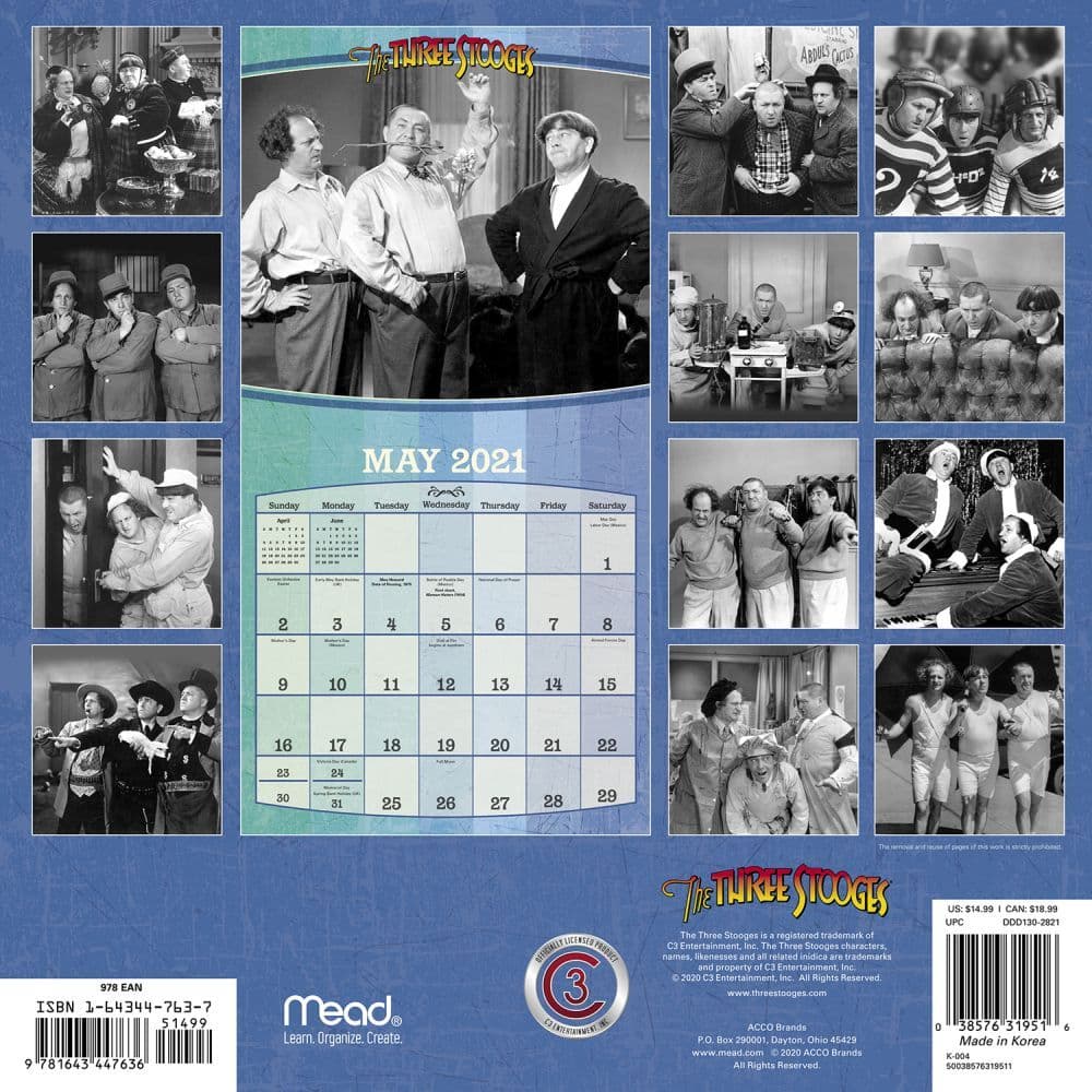 2022 Three Stooges Wall Calendar February 2022 Calendar