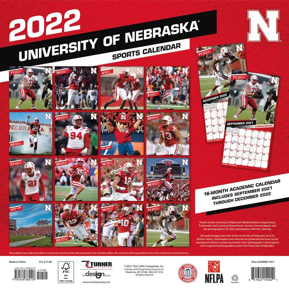 Nebraska Cornhuskers 2022 Wall Calendar - Calendars.com