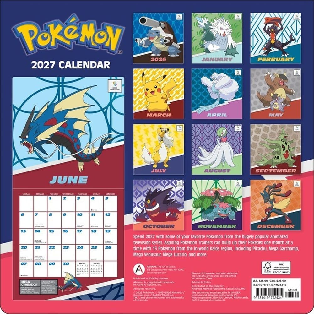 Pokemon 2027 Wall Calendar First Alternate Image