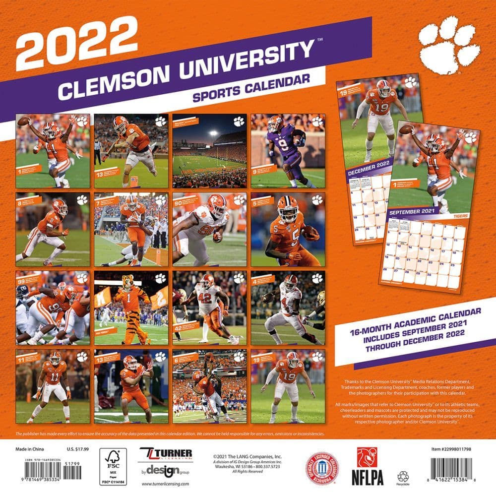 Clemson 2022 Academic Calendar Clemson Tigers 2022 Wall Calendar - Calendars.com