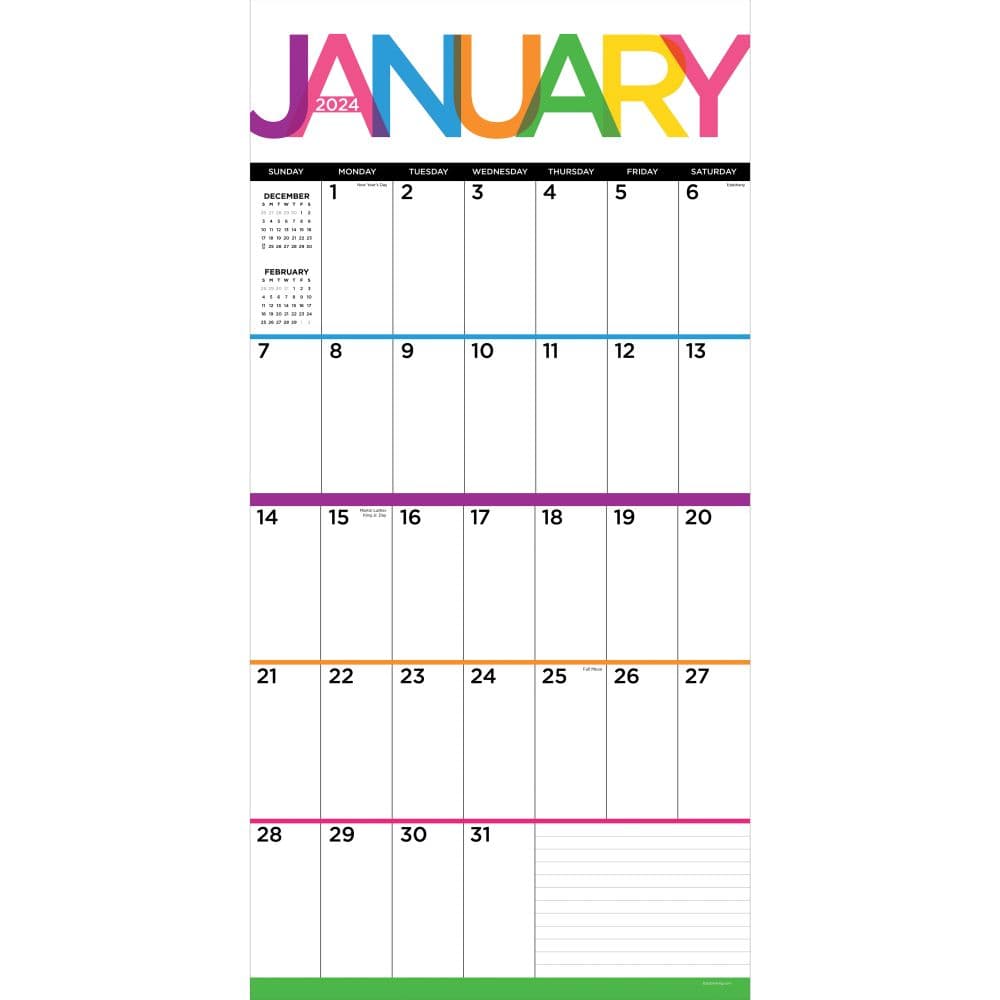 Big And Bright Grid 2025 Wall Calendar