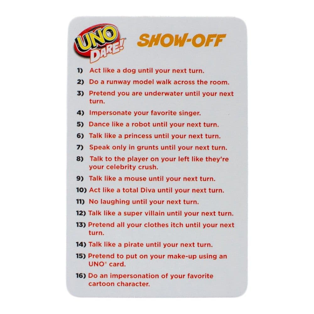 Uno Dare Card Game Tenth Alternate Image