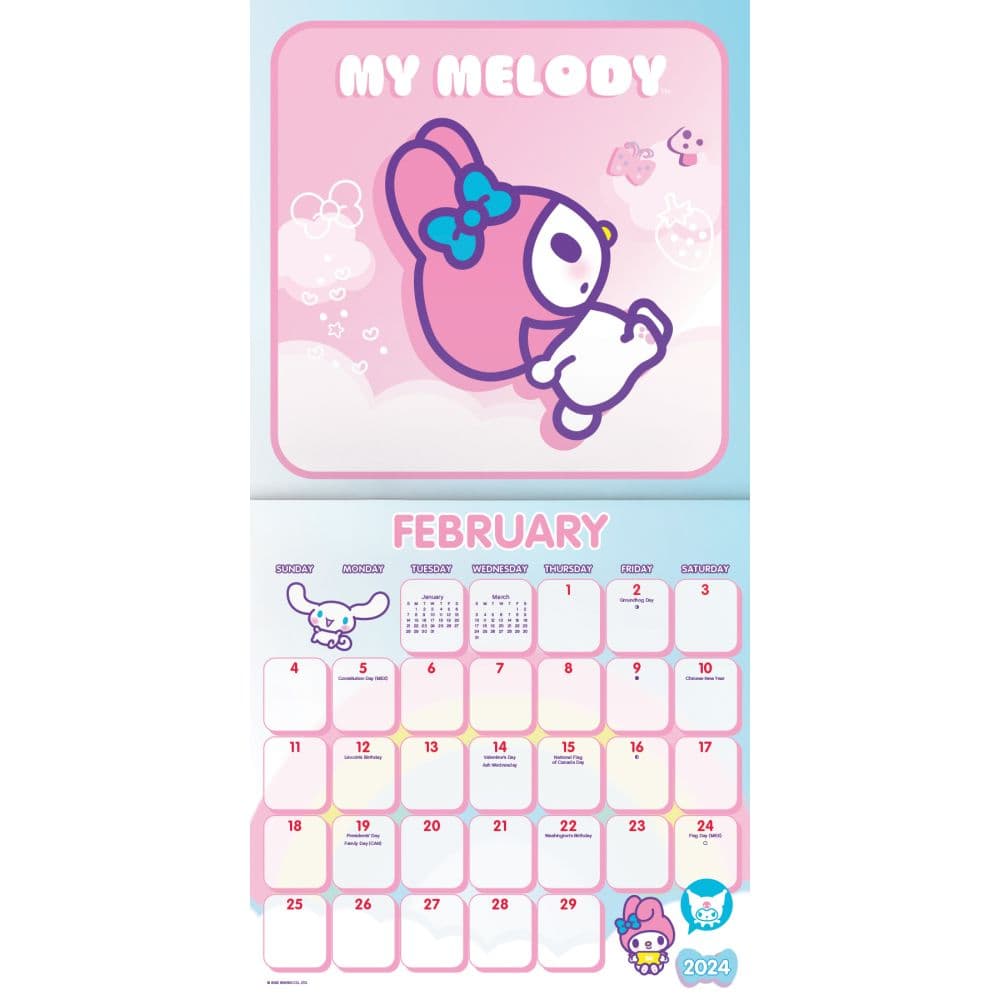 Hello Kitty Exclusive with Decal 2024 Wall Calendar - Calendars.com